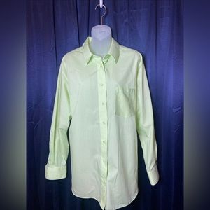 Foxcroft Shirt Womens 16W Bright GreenLong-Sleeve Button-Up Wrinkle Free